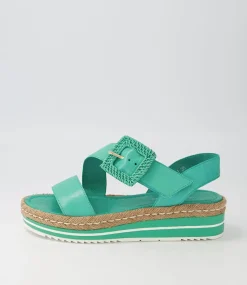 Atory Light Emerald Leather Espadrilles