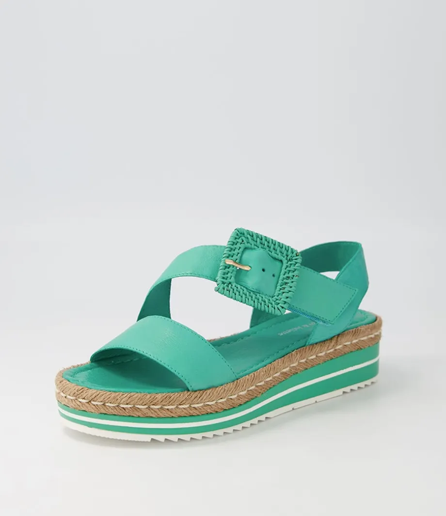 Atory Light Emerald Leather Espadrilles