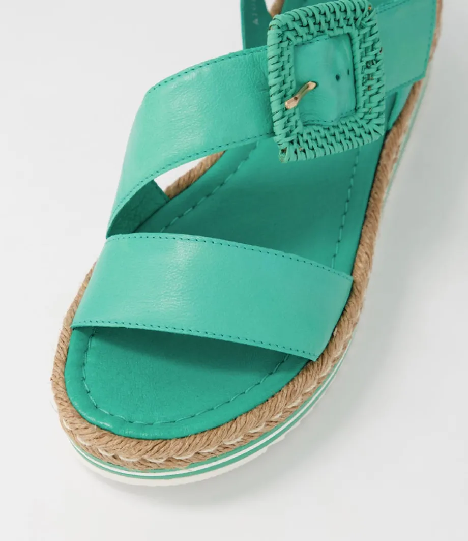 Atory Light Emerald Leather Espadrilles