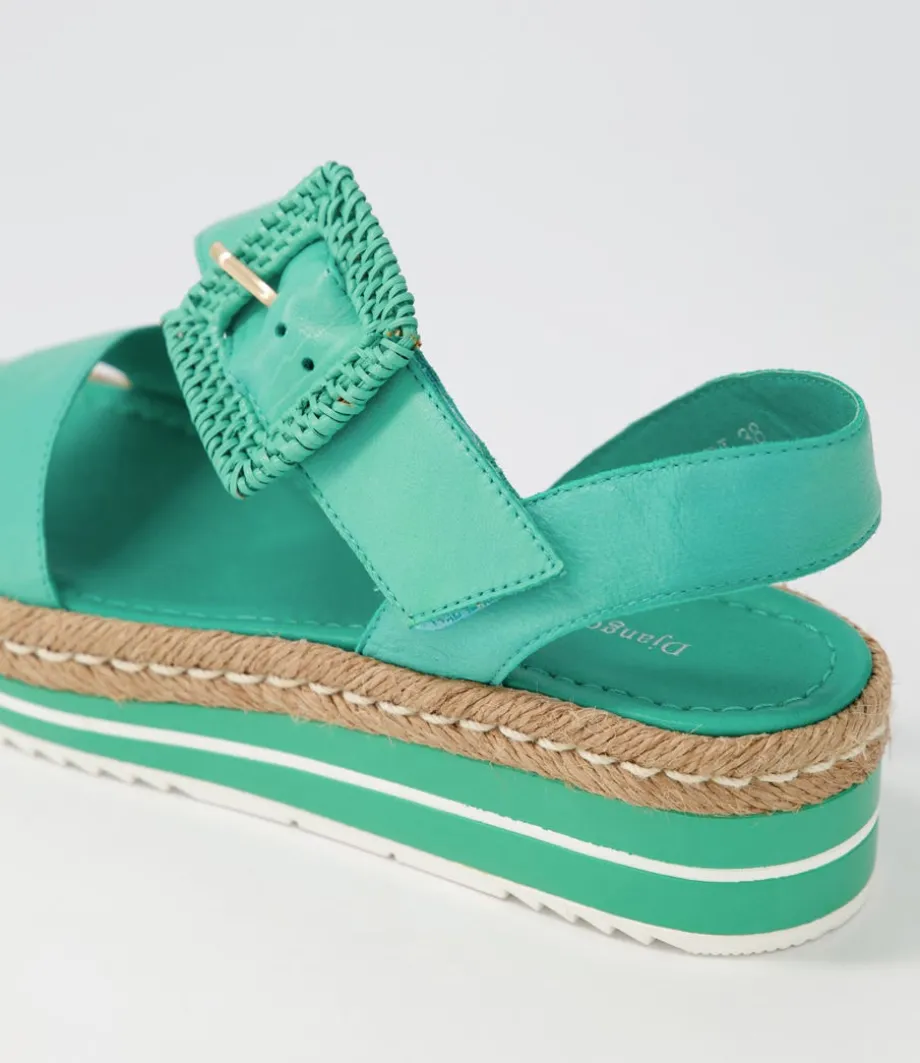 Atory Light Emerald Leather Espadrilles
