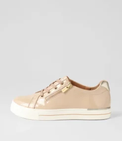 Audry W Latte Gold Wrinkle Patent Leather Sneakers
