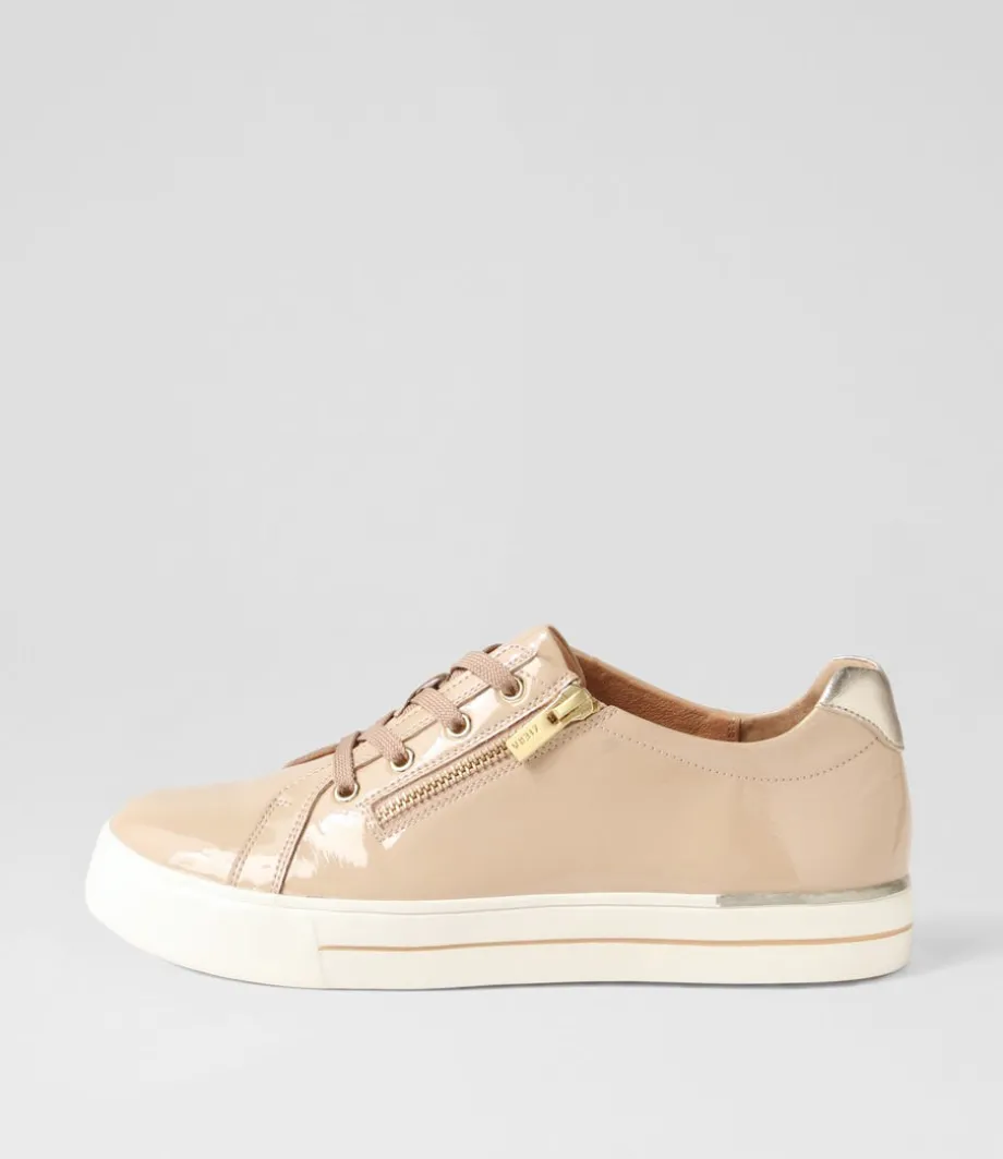 Audry W Latte Gold Wrinkle Patent Leather Sneakers
