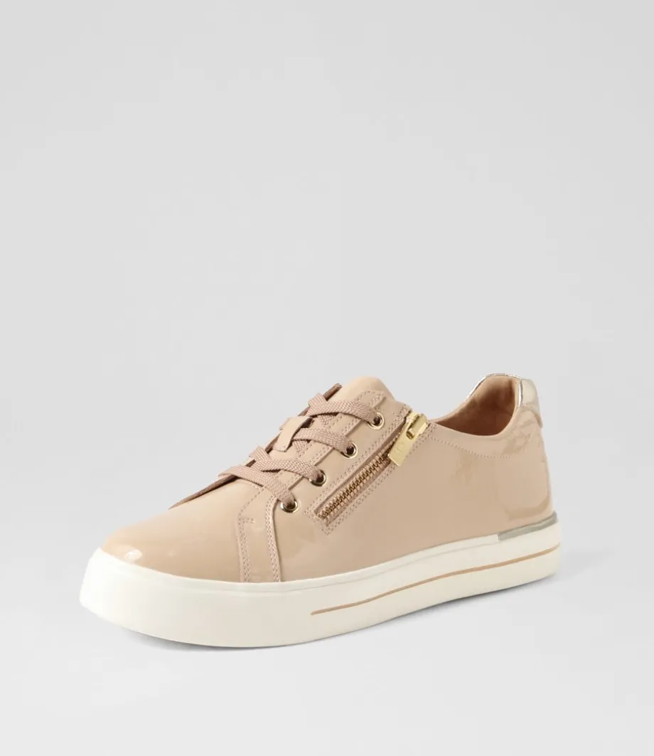 Audry W Latte Gold Wrinkle Patent Leather Sneakers