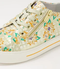 Audry W Orange Cut Pale Gold Leather Sneakers