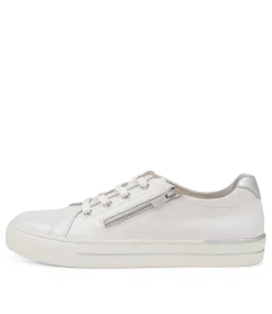 Audry W White Silver Leather Sneakers