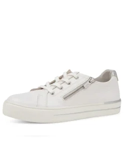 Audry W White Silver Leather Sneakers