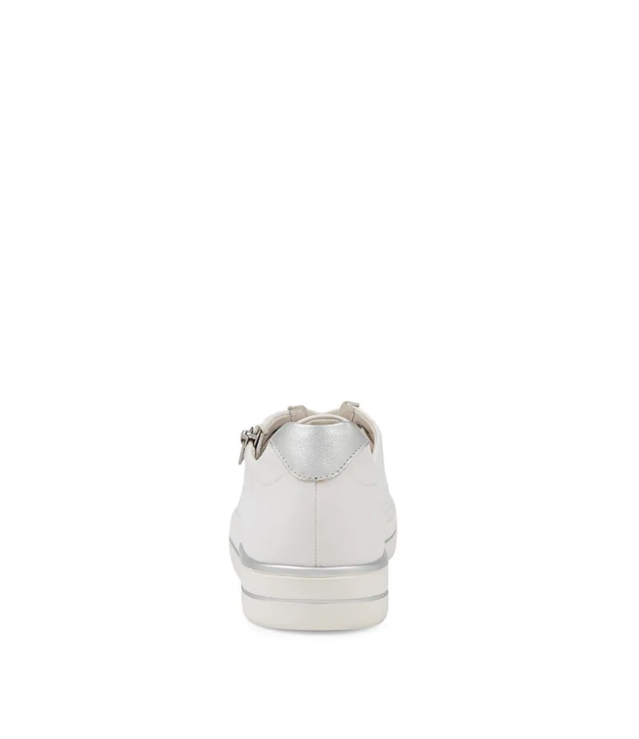 Audry W White Silver Leather Sneakers