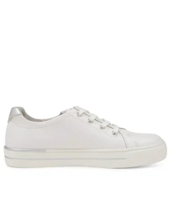 Audry W White Silver Leather Sneakers