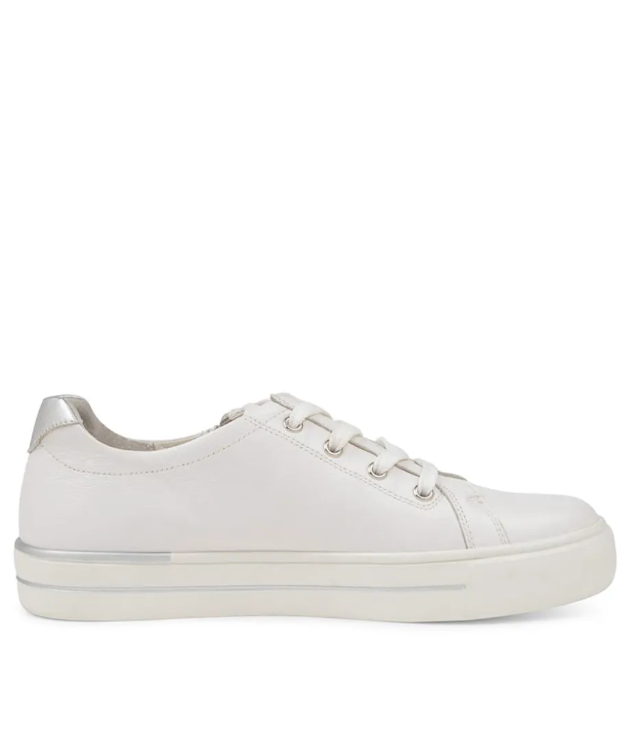 Audry W White Silver Leather Sneakers