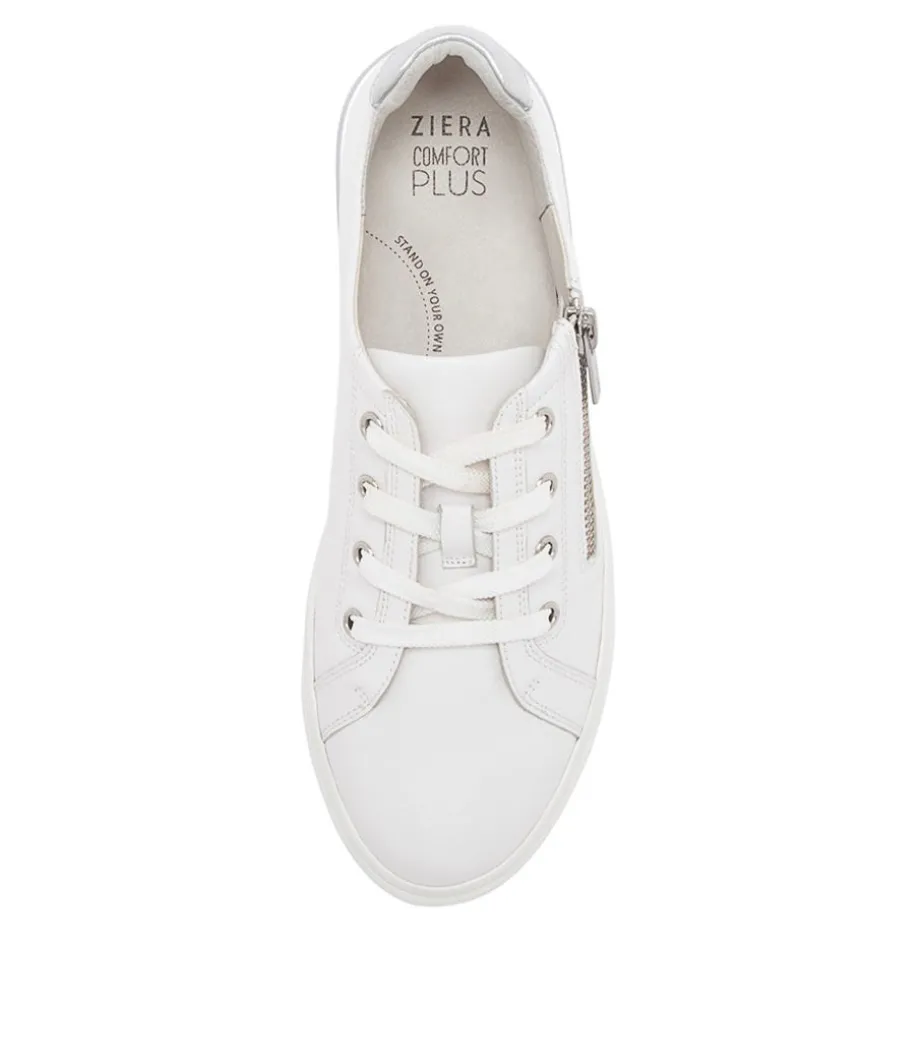 Audry W White Silver Leather Sneakers
