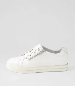 Audry W White Wrinkle Patent Leather Sneakers
