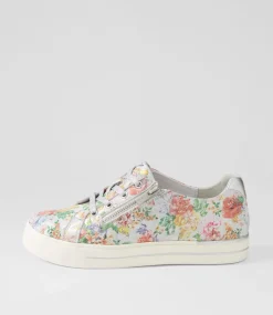 Audry W Wild Flower Silver Leather Sneakers