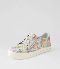 Audry W Wild Flower Silver Leather Sneakers