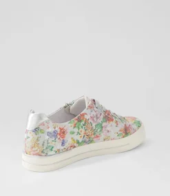 Audry W Wild Flower Silver Leather Sneakers