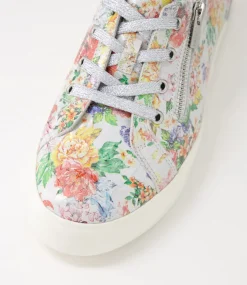 Audry W Wild Flower Silver Leather Sneakers