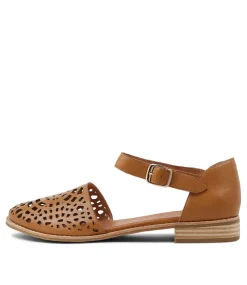 Averate Tan Leather Flat Shoes