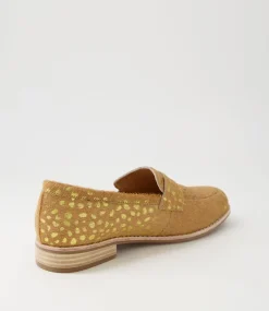 Avetta Camel Gold Dot Leopard Pony Loafers