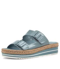 Axel Denim Patent Leather Sandals