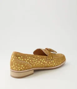 Aydin Camel Gold Dot Leopard Pony Loafers