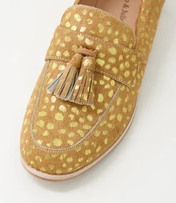 Aydin Camel Gold Dot Leopard Pony Loafers