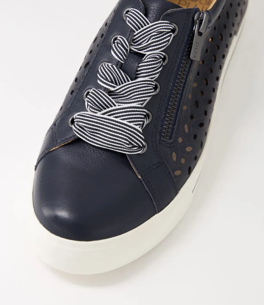 Ayleen W Navy Leather Sneakers