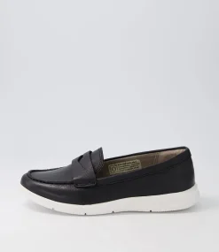 Ayva Washable Penny Black Leather Loafers