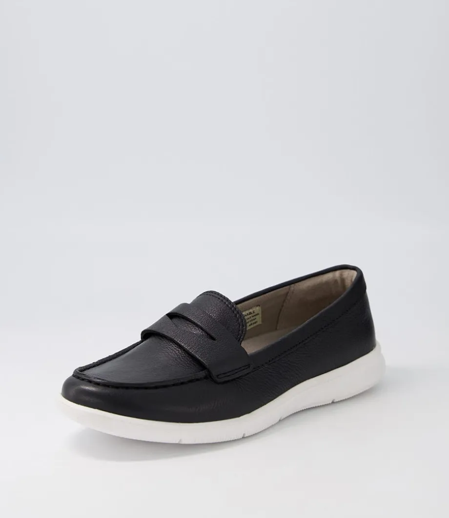 Ayva Washable Penny Black Leather Loafers