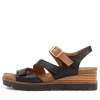 Babette Black Tan Leather Sandals
