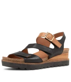 Babette Black Tan Leather Sandals