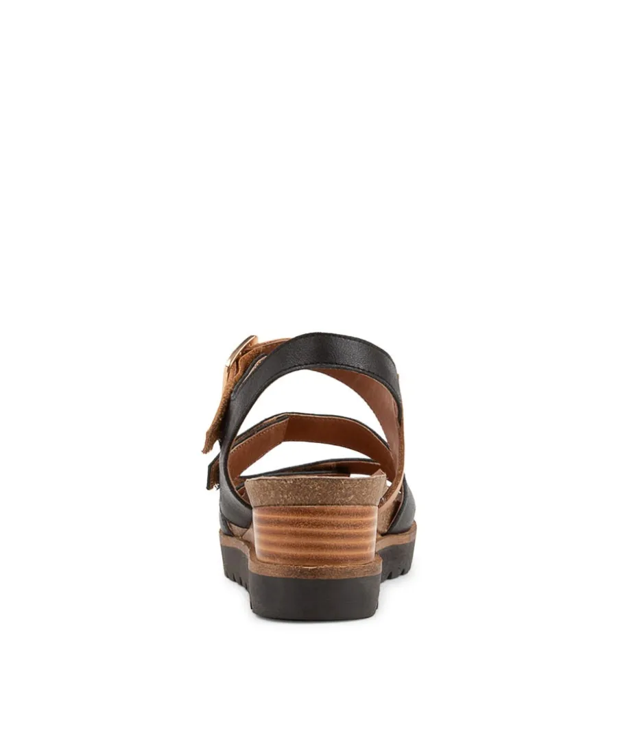 Babette Black Tan Leather Sandals