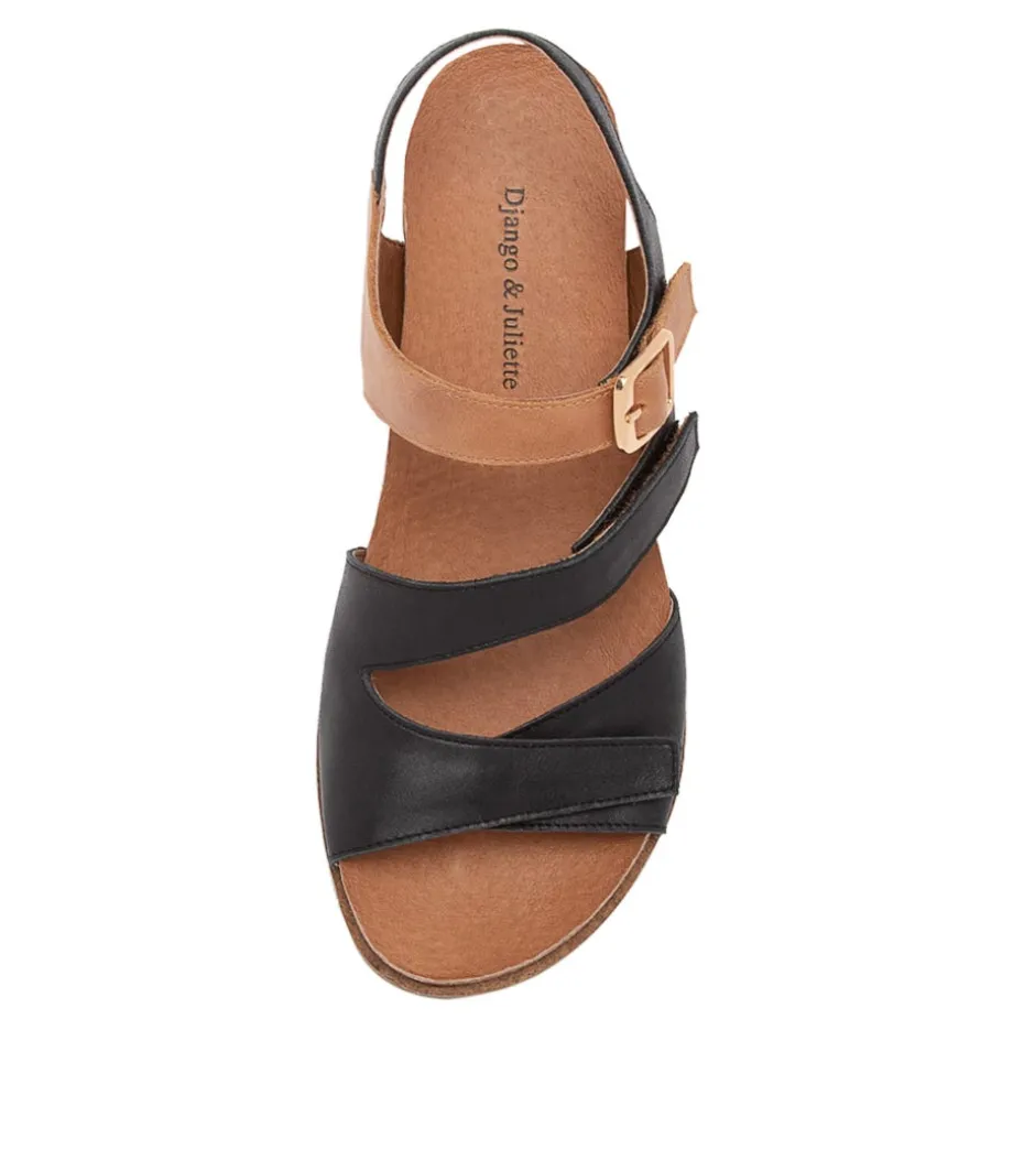 Babette Black Tan Leather Sandals