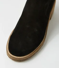 Balt Black Natural Heel Suede Knee High Boots
