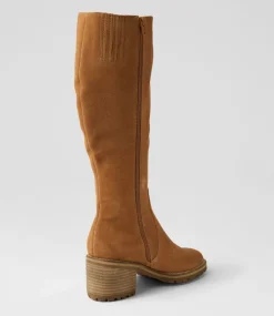 Balt Tan Natural Heel Suede Knee High Boots