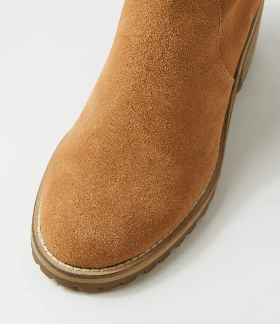Balt Tan Natural Heel Suede Knee High Boots