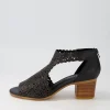 Bames Black Natural Heel Leather Sandals