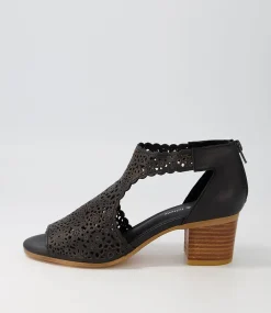 Bames Black Natural Heel Leather Sandals