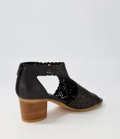 Bames Black Natural Heel Leather Sandals