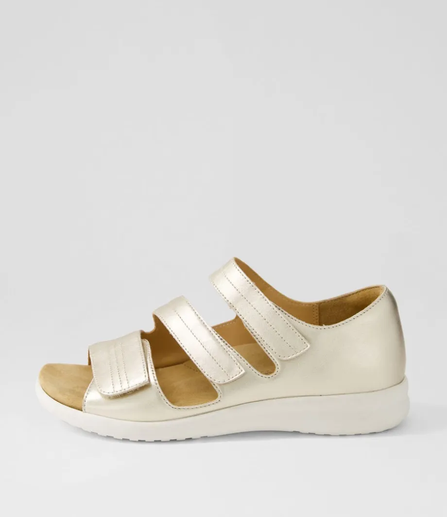 Bardot Xw Pale Gold White Leather Sandals