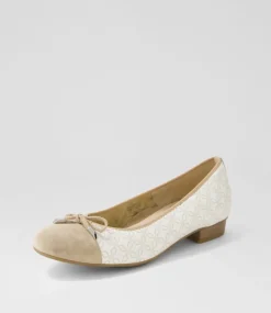 Bari 21 Sand Print Leather Ballet Flats