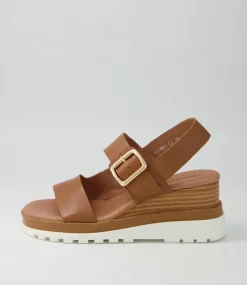 Barmer Dark Tan Leather Sandals Ws