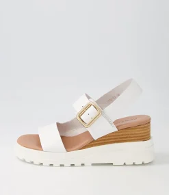 Barmer White Leather Sandals