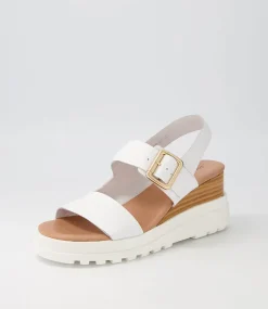 Barmer White Leather Sandals