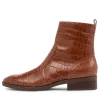Barnie Cognac Croc Leather Ankle Boots