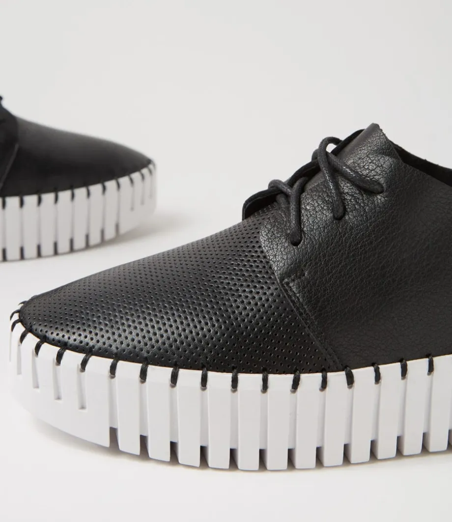 Batu Black White Leather Sneakers