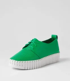 Batu Bright Emerald White Leather Sneakers