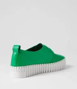 Batu Bright Emerald White Leather Sneakers