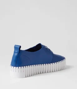 Batu Cobalt White Leather Sneakers