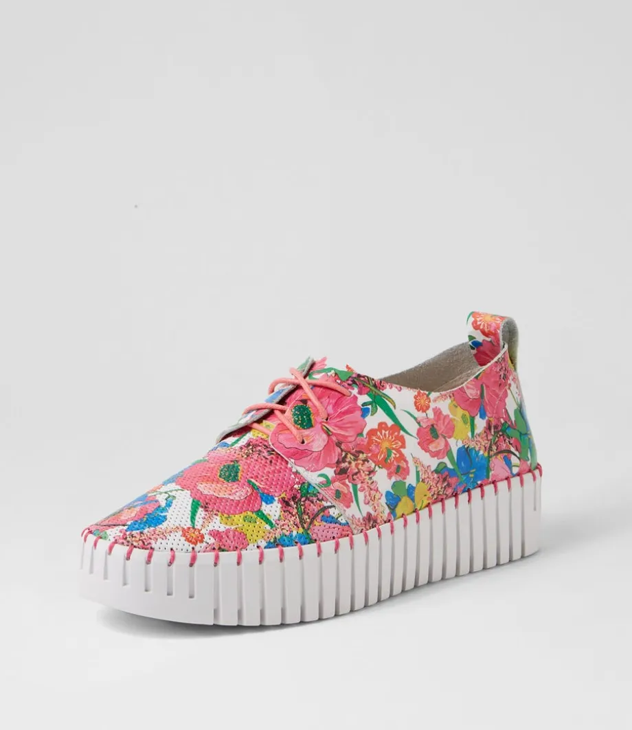 Batu White Flowermania Leather Sneakers