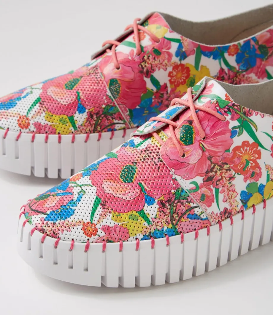 Batu White Flowermania Leather Sneakers