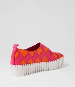 Baxta Fuchsia Bright Orange Leather Sneakers